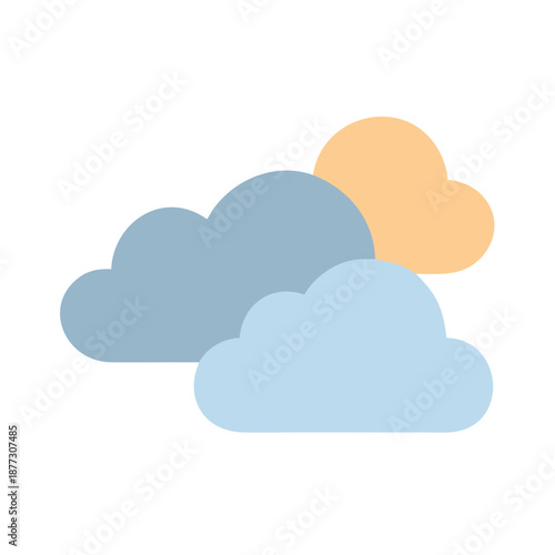 Stylized cloudscape with light color palette against White Background