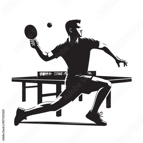 Table tennis player silhouette vector illustration