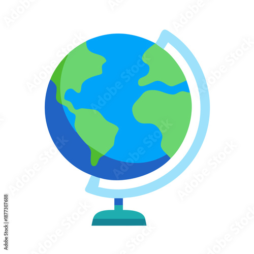 Flat design illustration of a globe isolated on White