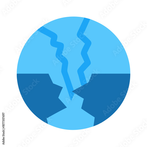 Cracked sphere geometric icon with split in two parts