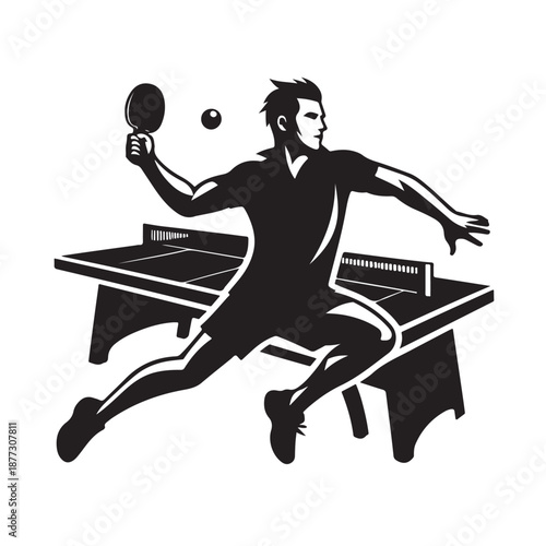 Table tennis player silhouette vector illustration