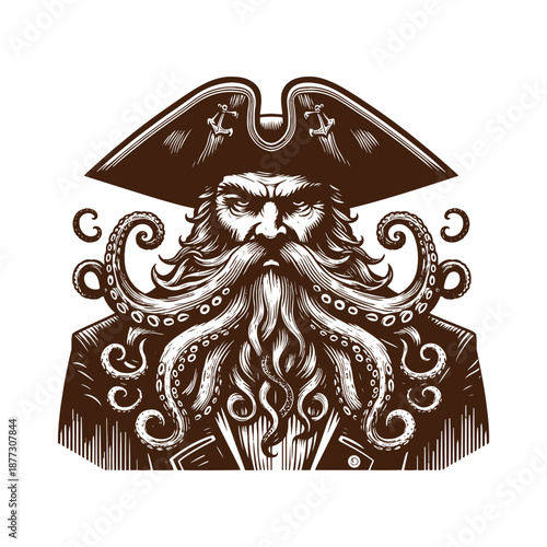 Pirate octopus illustration