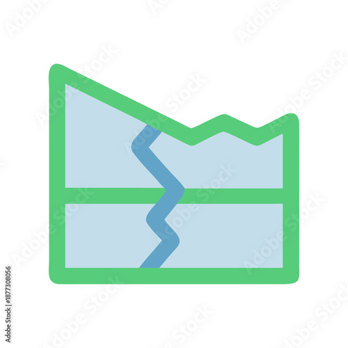 Fractured terrain icon depicting geological fault line movement