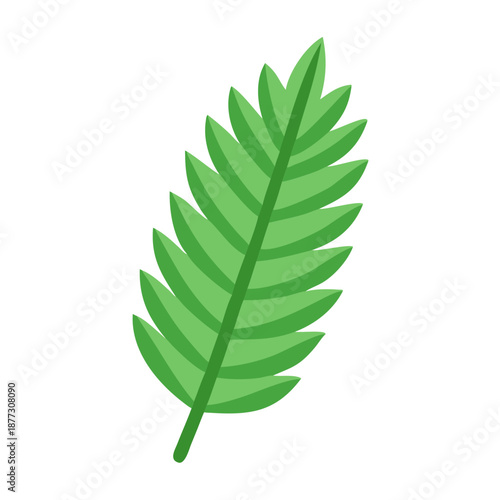 Single stylized palm frond against a stark White Background
