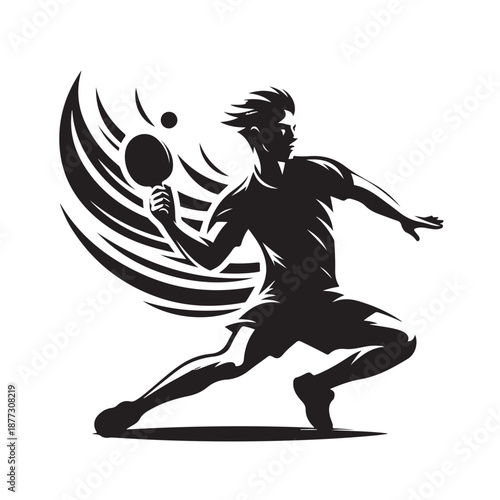 Table tennis player silhouette vector illustration