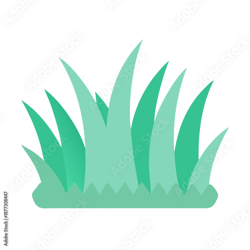 Stylized turf of grass in flat green tones isolated