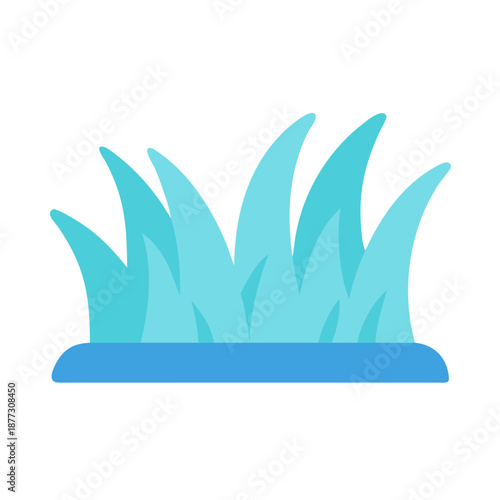 Stylized clump of grass in blue hues against black