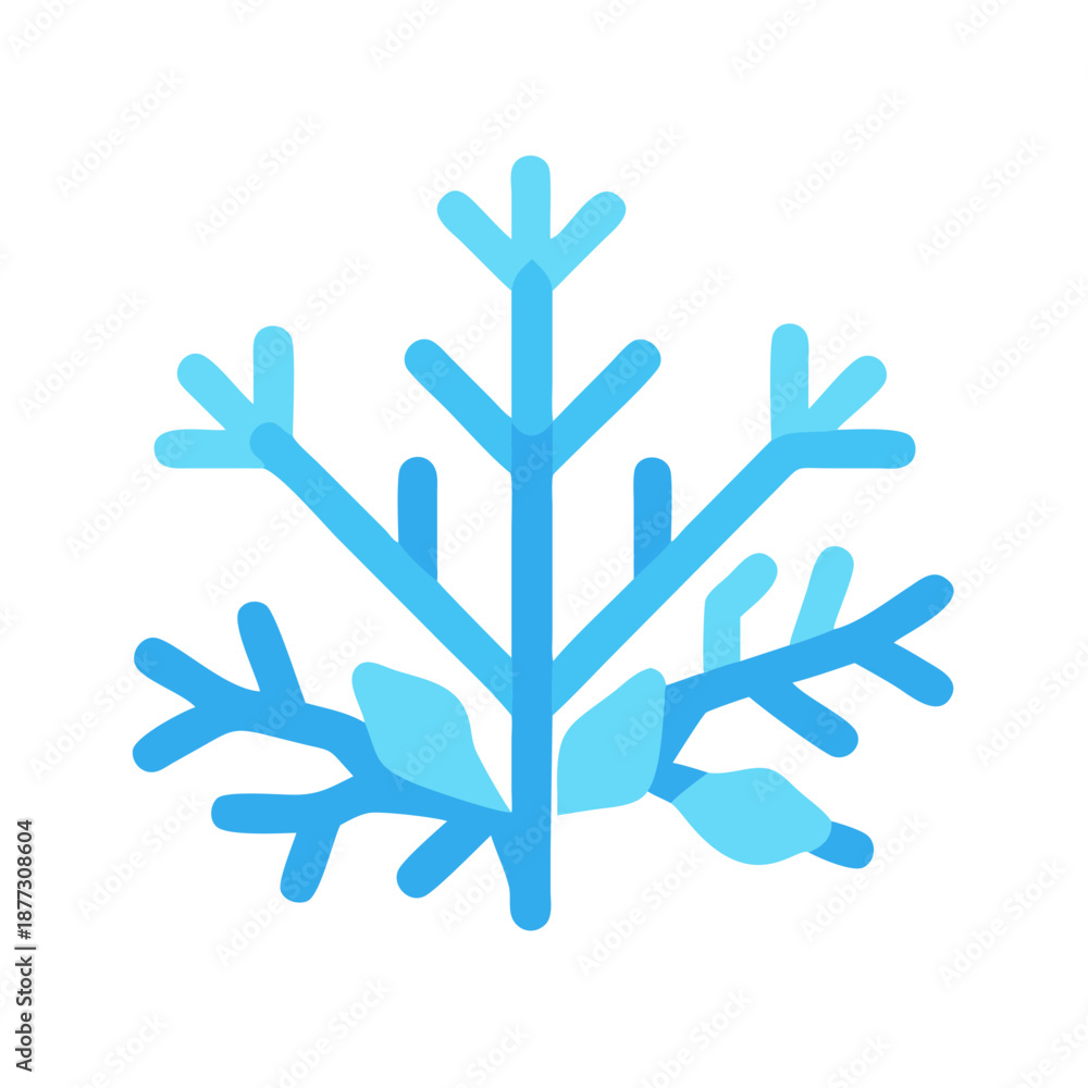 Obraz premium Simple flat design snowflake icon isolated on White Background