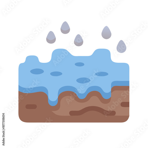 Illustration of soil layers being irrigated with light blue water