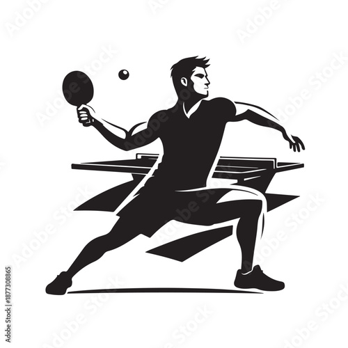 Table tennis player silhouette vector illustration