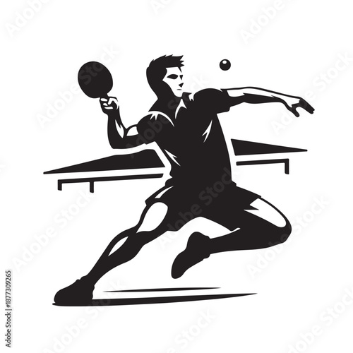 Table tennis player silhouette vector illustration