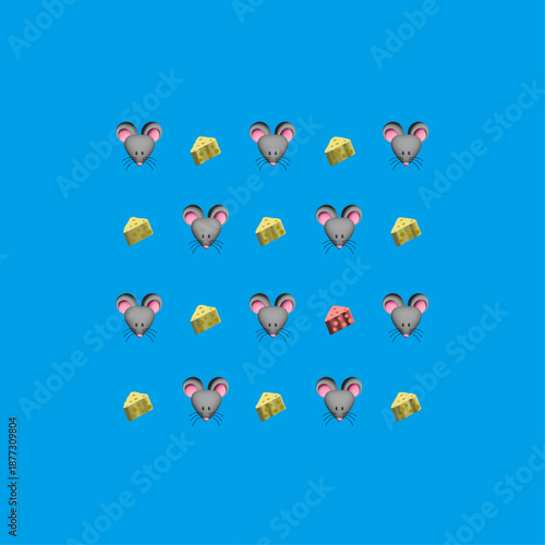 생쥐와 치즈 패턴(동물+쥐+귀여운+얼굴+캐릭터)