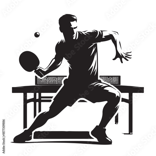 Table tennis player silhouette vector illustration