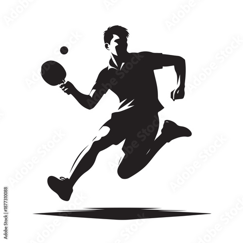 Table tennis player silhouette vector illustration