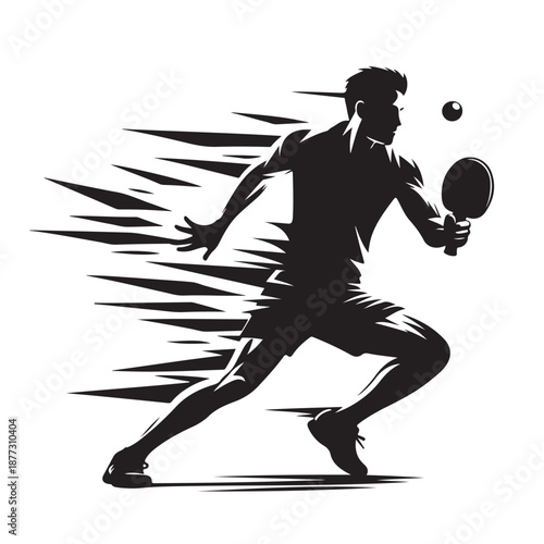 Table tennis player silhouette vector illustration