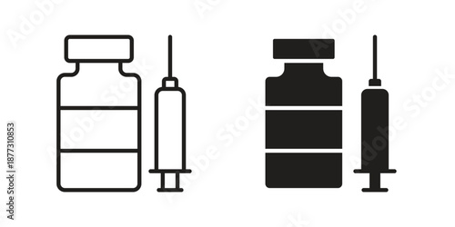 Vaccine vial icons collection glyph and mixed vector Illustrations