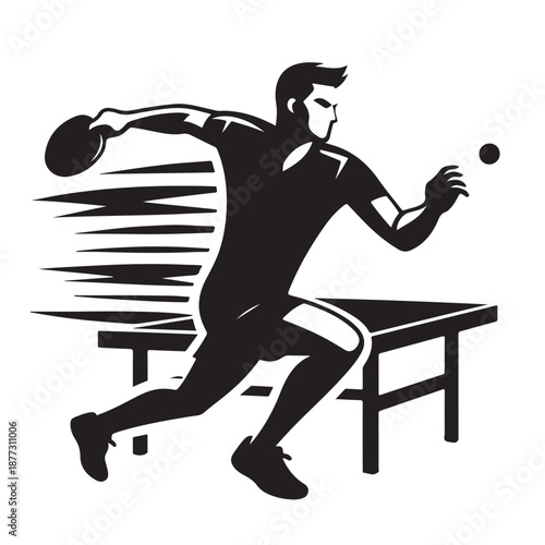 Table tennis player silhouette vector illustration