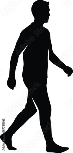 Black silhouette of a man walking forward male person