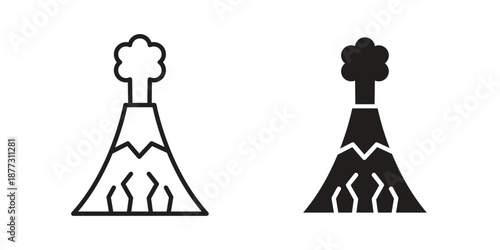 Volcano icons collection glyph and mixed vector Illustrations
