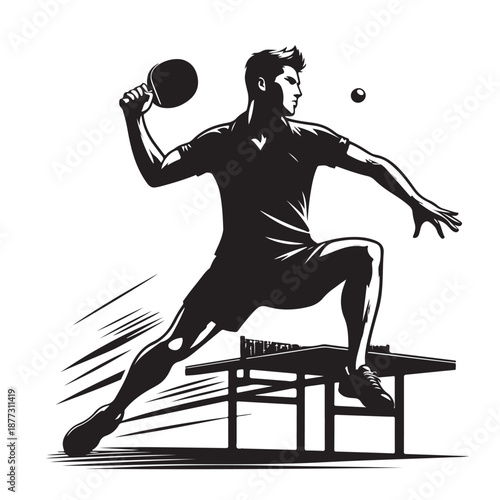 Table tennis player silhouette vector illustration