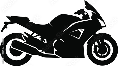 Black silhouette of a sport motorcycle on a white background 1