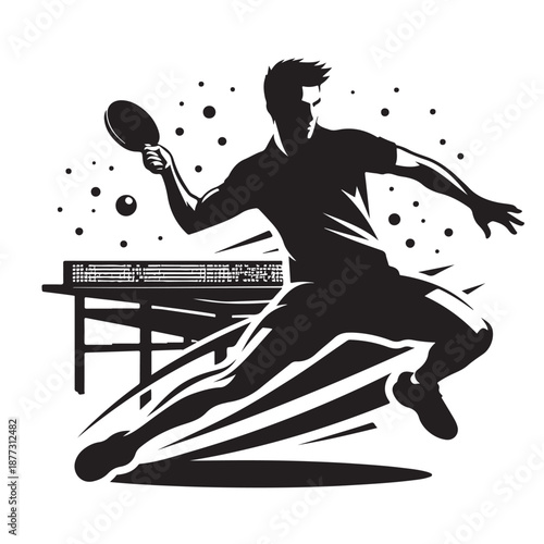 Table tennis player silhouette vector illustration
