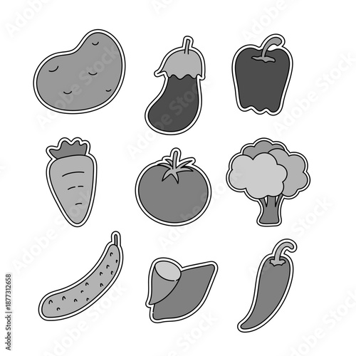 미니 채소 시리즈_1(스티커+감자+당근+가지+토마토)