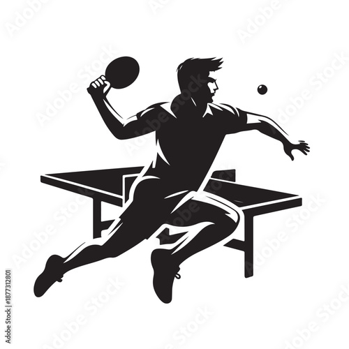 Table tennis player silhouette vector illustration
