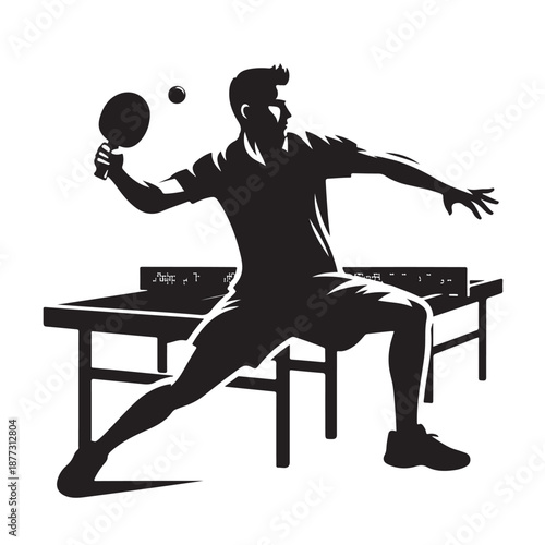 Table tennis player silhouette vector illustration