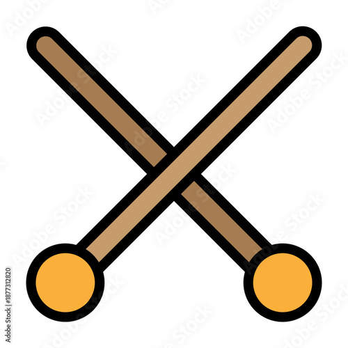 Drum Stick Vector Filled Icon Design