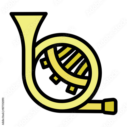 French Horn Vector Filled Icon Design