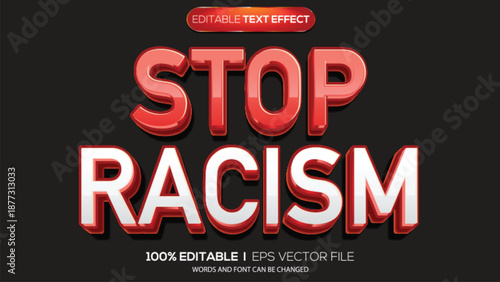 3d text effect stop racism theme