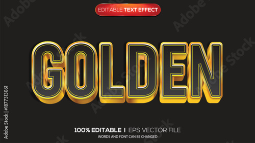 3d text effect golden theme
