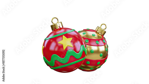 Christmas Ornaments: Red with Star and Gold with Polka Dots