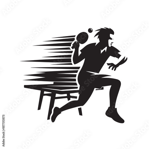 Table tennis player silhouette vector illustration