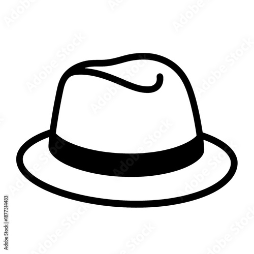 Line icon of a fedora hat.