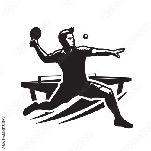 Table tennis player silhouette vector illustration