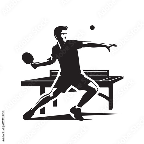 Table tennis player silhouette vector illustration