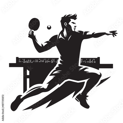 Table tennis player silhouette vector illustration