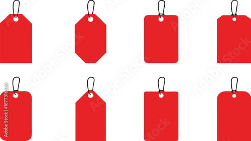 Set of red ribbon isolated background. Discount labels, price tag abs sale labels.