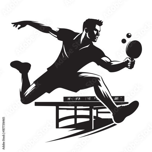 Table tennis player silhouette vector illustration