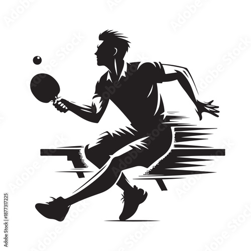 Table tennis player silhouette vector illustration