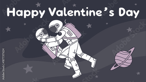 Astronauts celebrating Valentine's Day in space with love