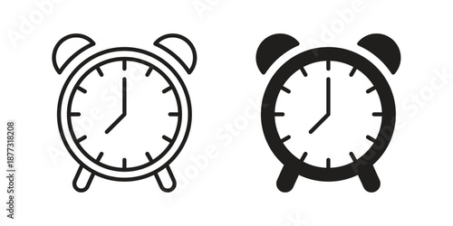 Alarm clock icons on white background - editable stroke vector illustration for web and mobile