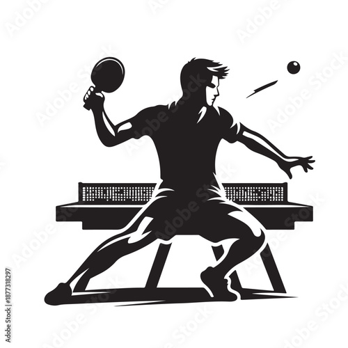 Table tennis player silhouette vector illustration