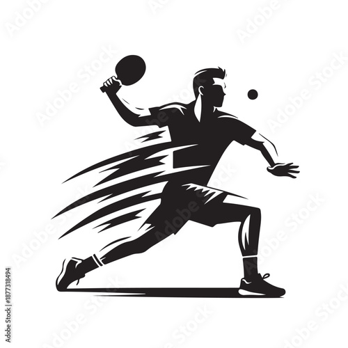 Table tennis player silhouette vector illustration