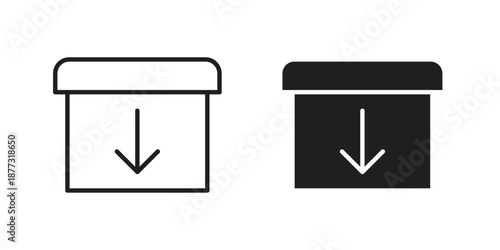 Archive icons on white background - editable stroke vector illustration for web and mobile