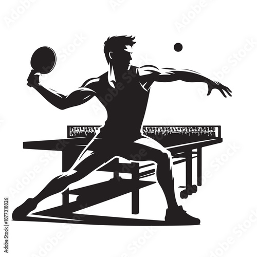 Table tennis player silhouette vector illustration