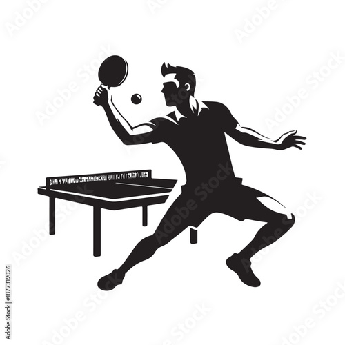 Table tennis player silhouette vector illustration