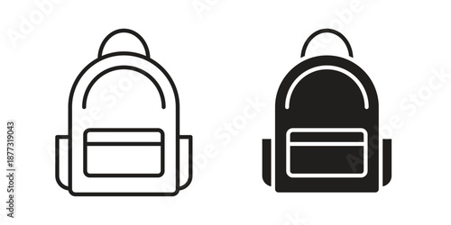 Backpack icons on white background - editable stroke vector illustration for web and mobile